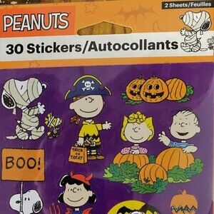 NWT American Greetings Package 2 Sheets Peanuts Snoopy Halloween Stickers 2017